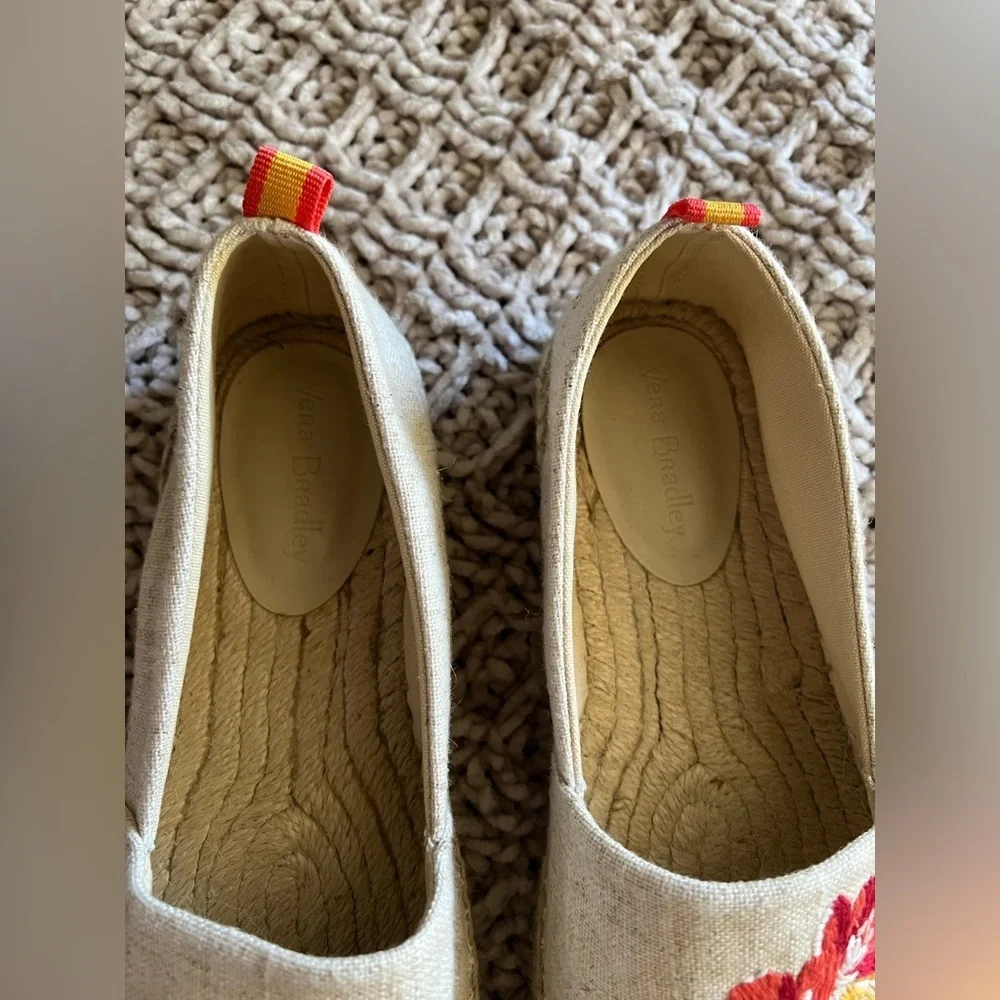 Vera Bradley Dune Embellished Espadrille Sz 8 Embroidered Floral Hibiscus Flats